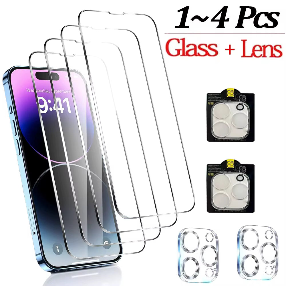Screen Protector For iPhone 17 16 15 14 Pro Max Tempered Glass iPhone 11 12 13 Mini Glass For iPhone 17 Pro Camera Film